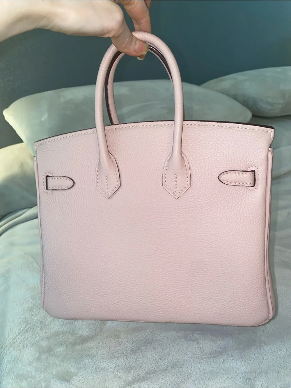 25cm light pink Togo leather top handle handbag bk25